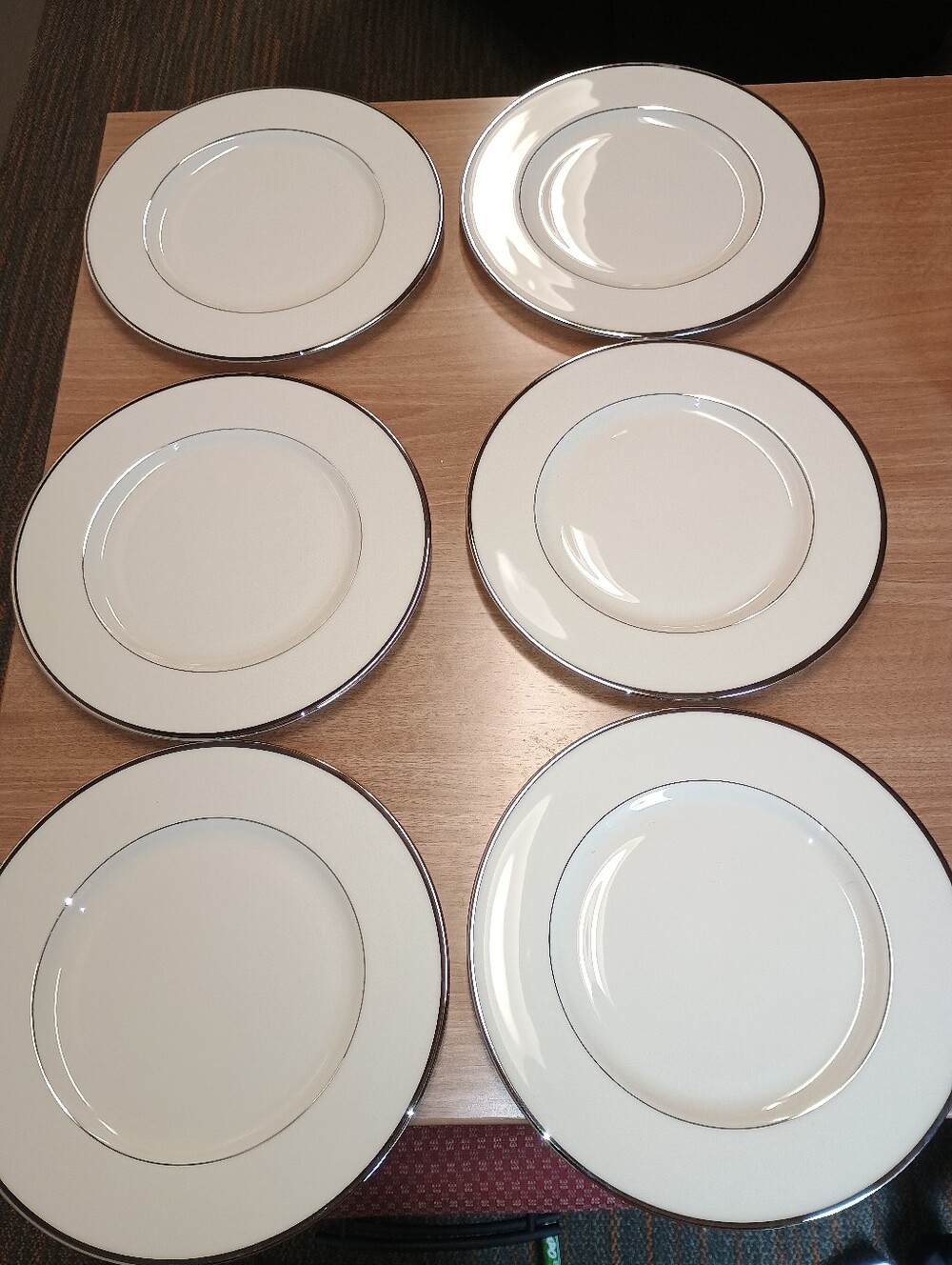 Elegant Lenox Montclair Salad Plates with Platimum Rim - Set of 6